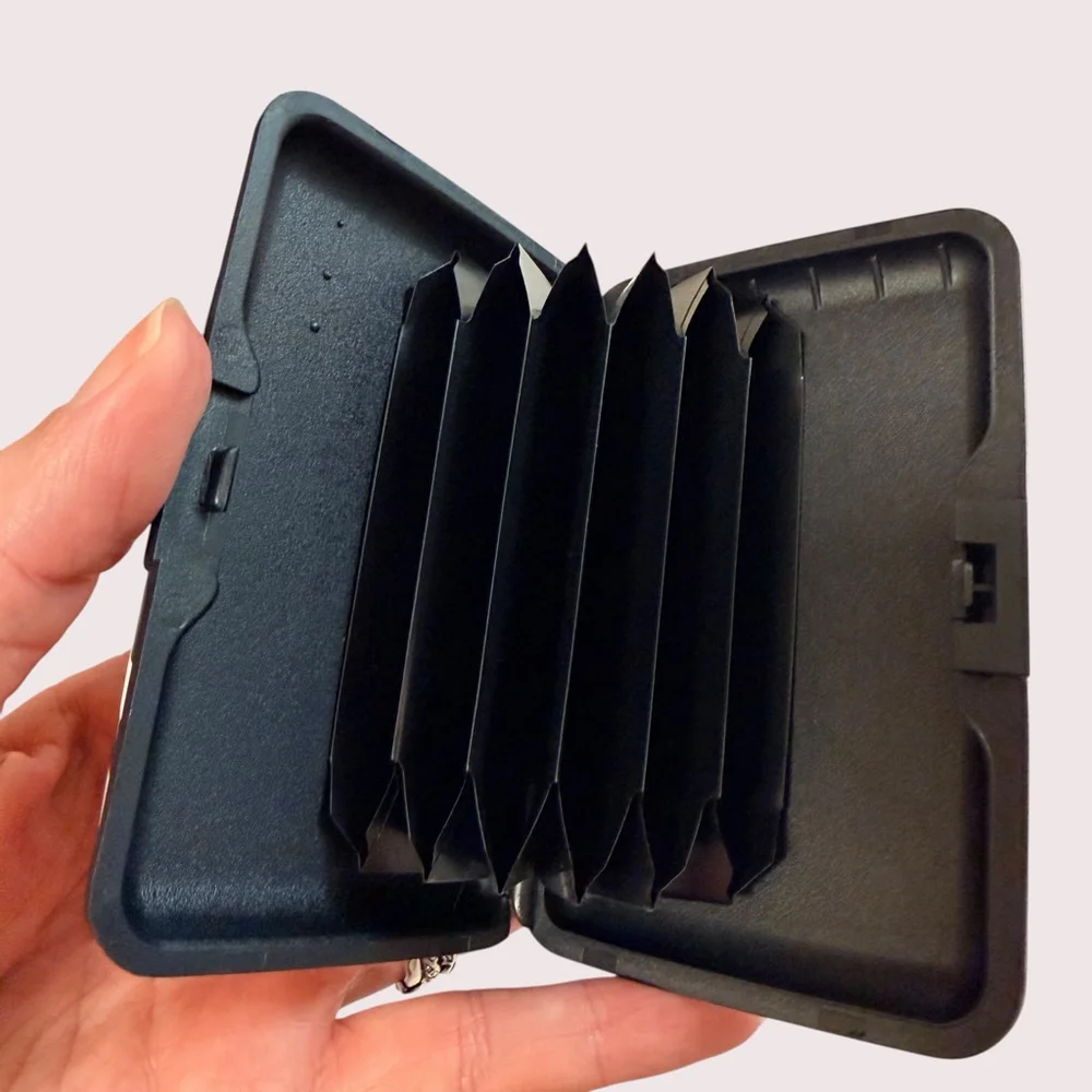 Zebra Print Hard Case Card Holder Wallet Accordion Organizer Card Caddy